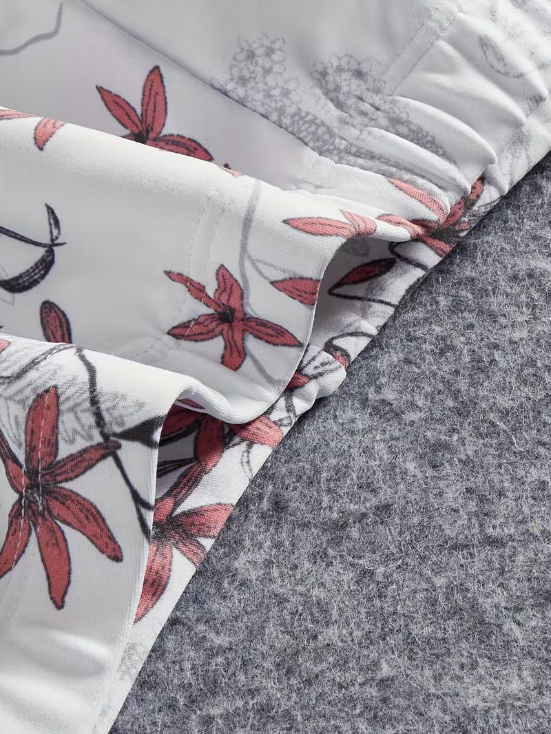 White Floral Three-Piece Outfit for Women Fancy Co-ord Set