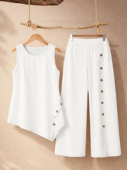 White Two-Piece Co-ord Set for Women