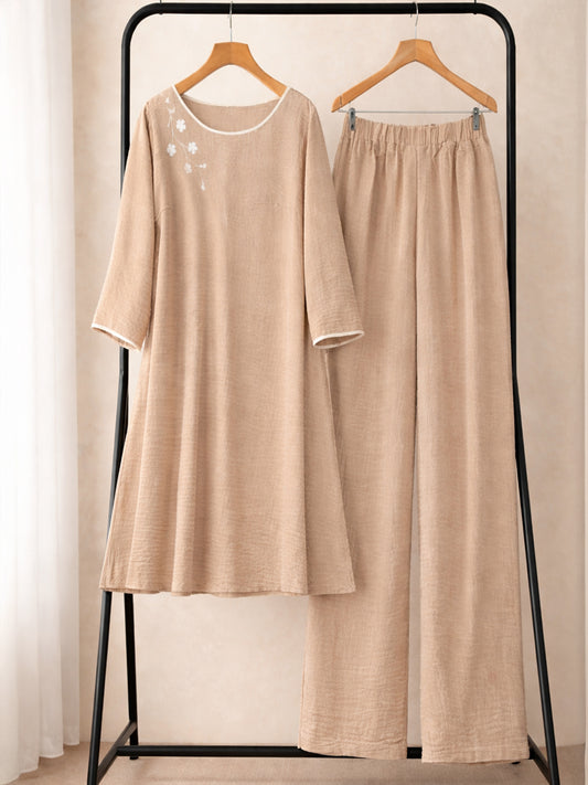 Beige Two-Piece Co-ord Set for Women