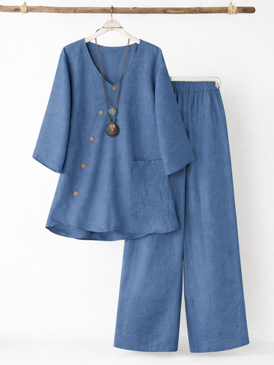 Blue Two-Piece Co-ord Set for Women