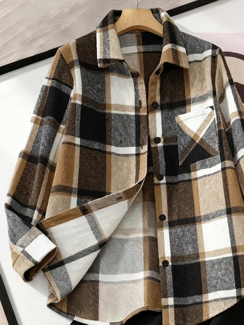 Autumn Check Three-Piece Outfit for Women Fancy Co-ord Set