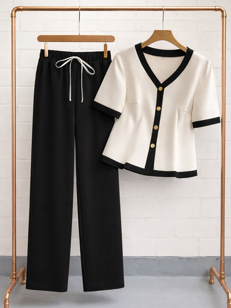 Jet Black Navy Two-Piece Co-ord Set for Women