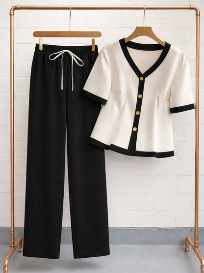 Jet Black Navy Two-Piece Co-ord Set for Women