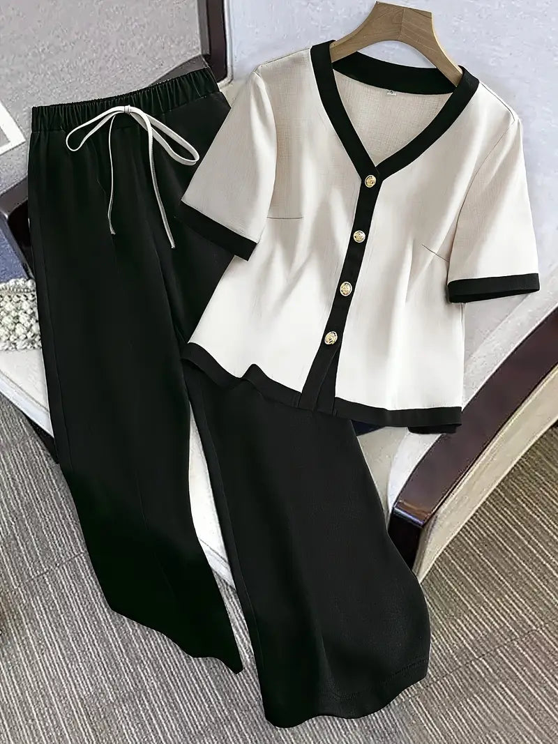 Jet Black Navy Two-Piece Co-ord Set for Women