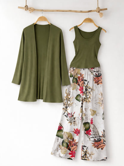 Olive Garden Three-Piece Outfit for Women Fancy Co-ord Set