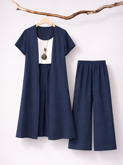 Indigo Aura Three-Piece Outfit for Women Fancy Co-ord Set