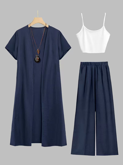 Indigo Aura Three-Piece Outfit for Women Fancy Co-ord Set