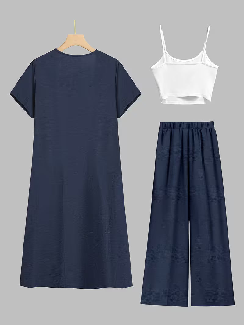 Indigo Aura Three-Piece Outfit for Women Fancy Co-ord Set