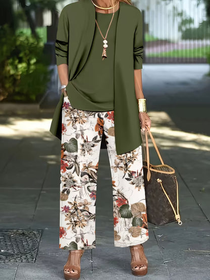 Olive Garden Three-Piece Outfit for Women Fancy Co-ord Set
