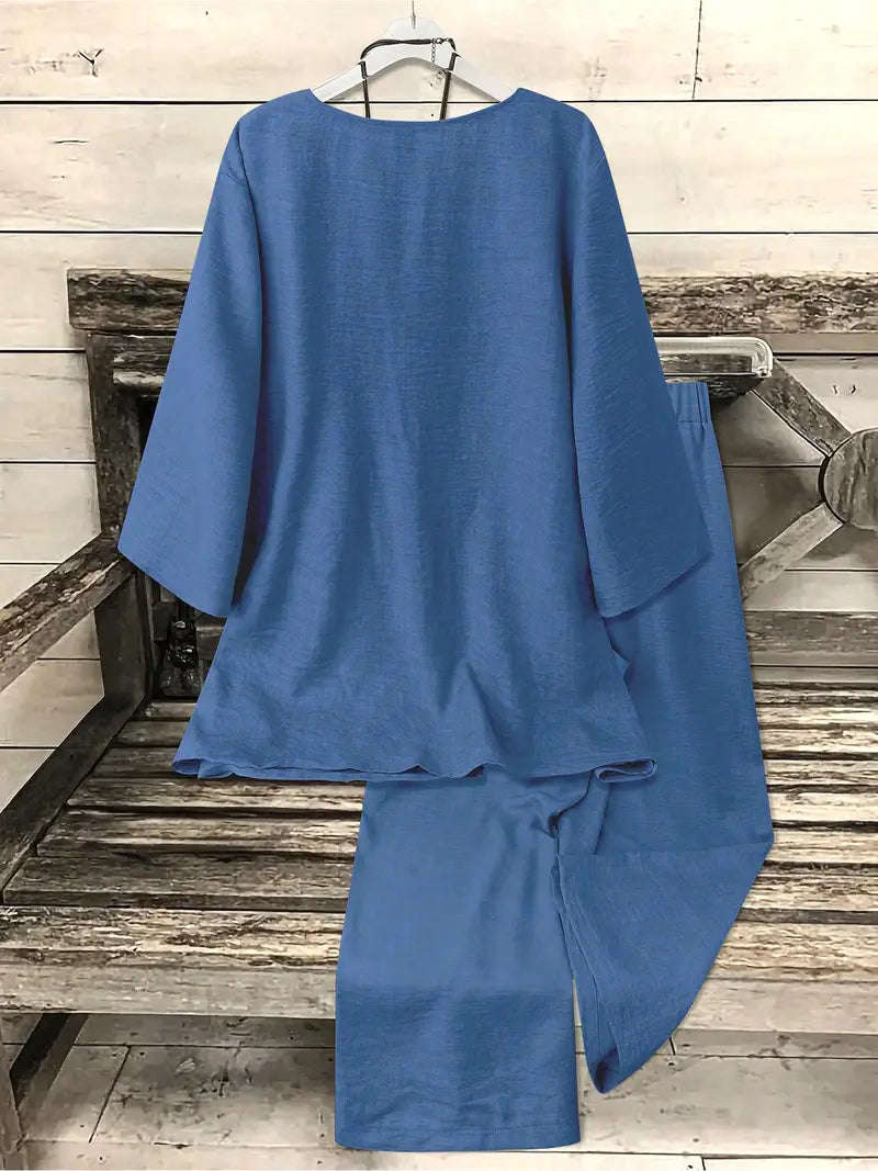 Blue Two-Piece Co-ord Set for Women