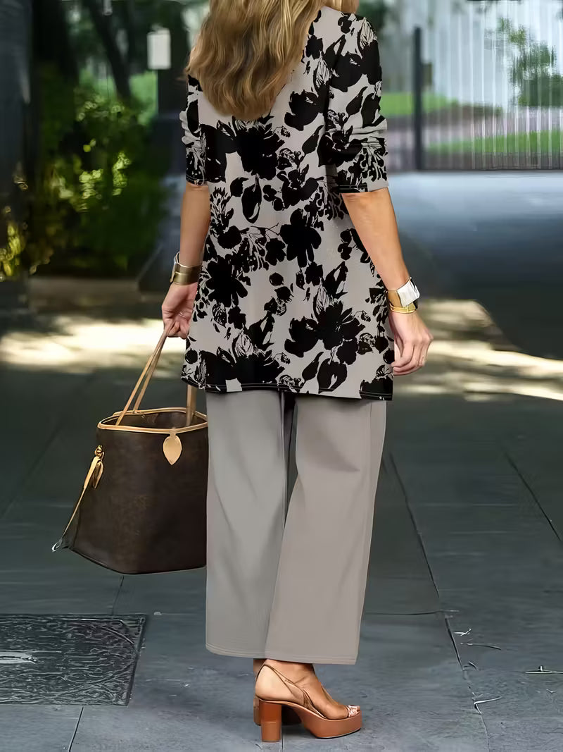 Midnight Bloom Three-Piece Outfit for Women Fancy Co-ord Set