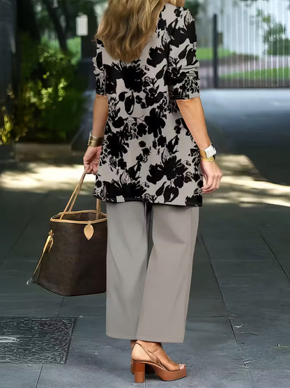 Midnight Bloom Three-Piece Outfit for Women Fancy Co-ord Set