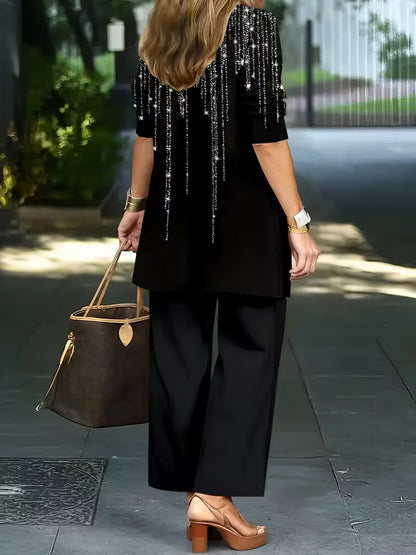 Starlight Noir Three-Piece Outfit for Women Fancy Co-ord Set