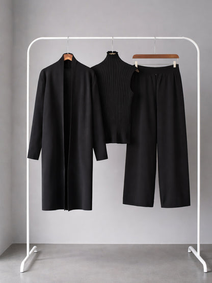 Black Three-Piece Outfit for Women Fancy Co-ord Set