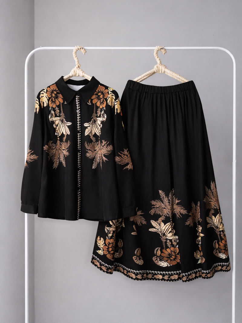 Black Two-Piece Co-ord Set for Women