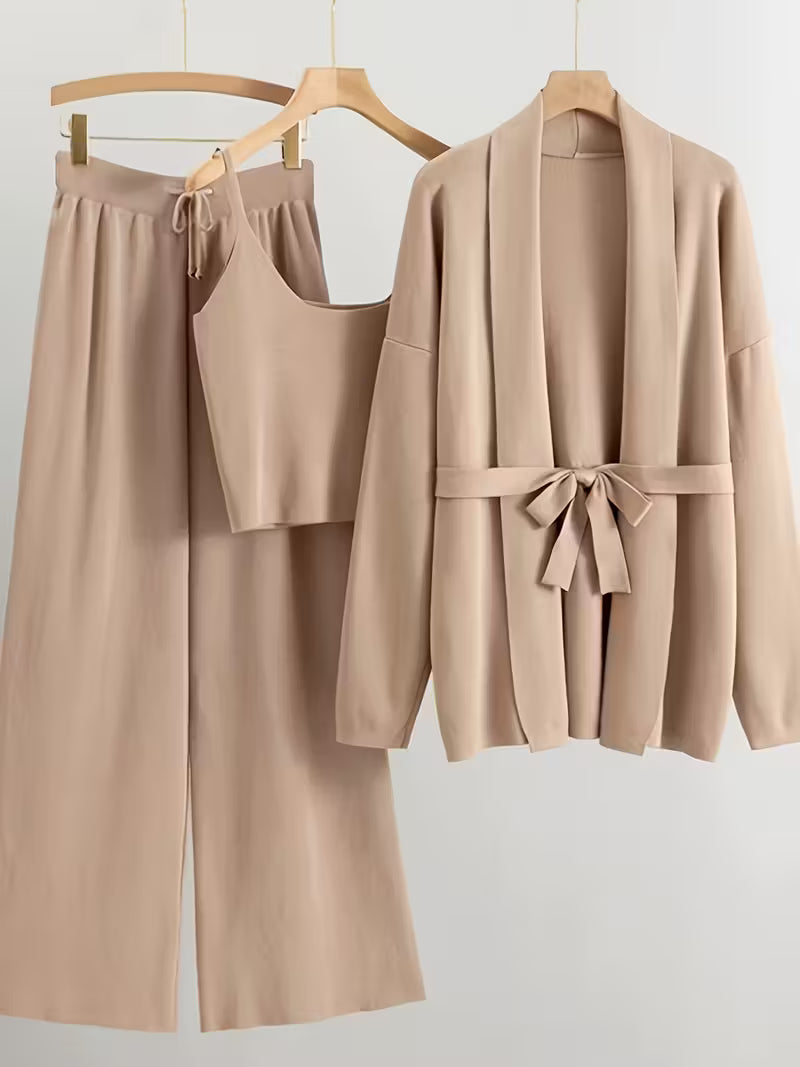 Soft Luxe Tie-Up Three-Piece Outfit for Women Fancy Co-ord Set