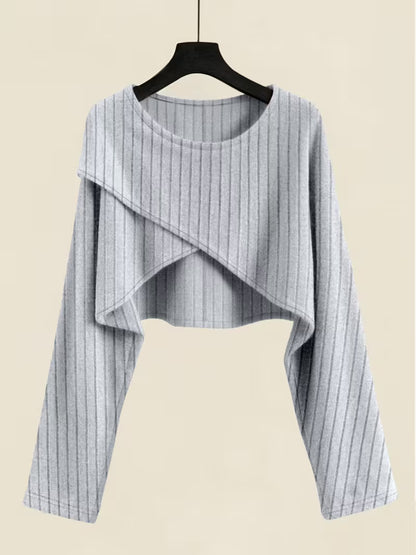 Ribbed Three-Piece Outfit for Women Fancy Co-ord Set