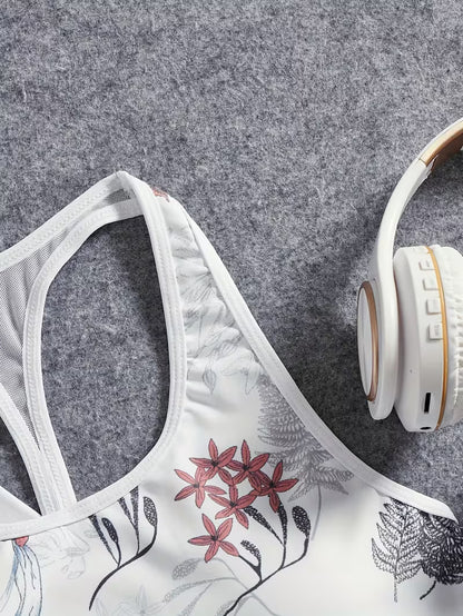 White Floral Three-Piece Outfit for Women Fancy Co-ord Set