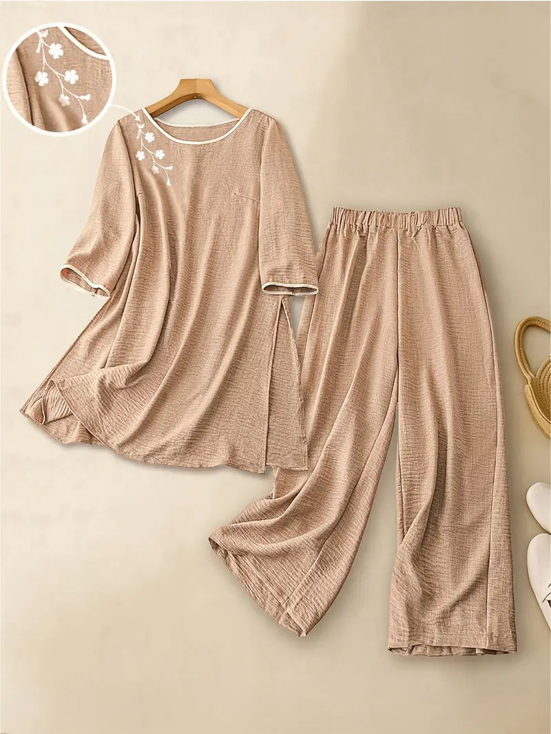 Beige Two-Piece Co-ord Set for Women