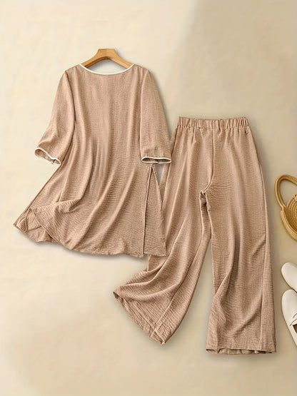 Beige Two-Piece Co-ord Set for Women