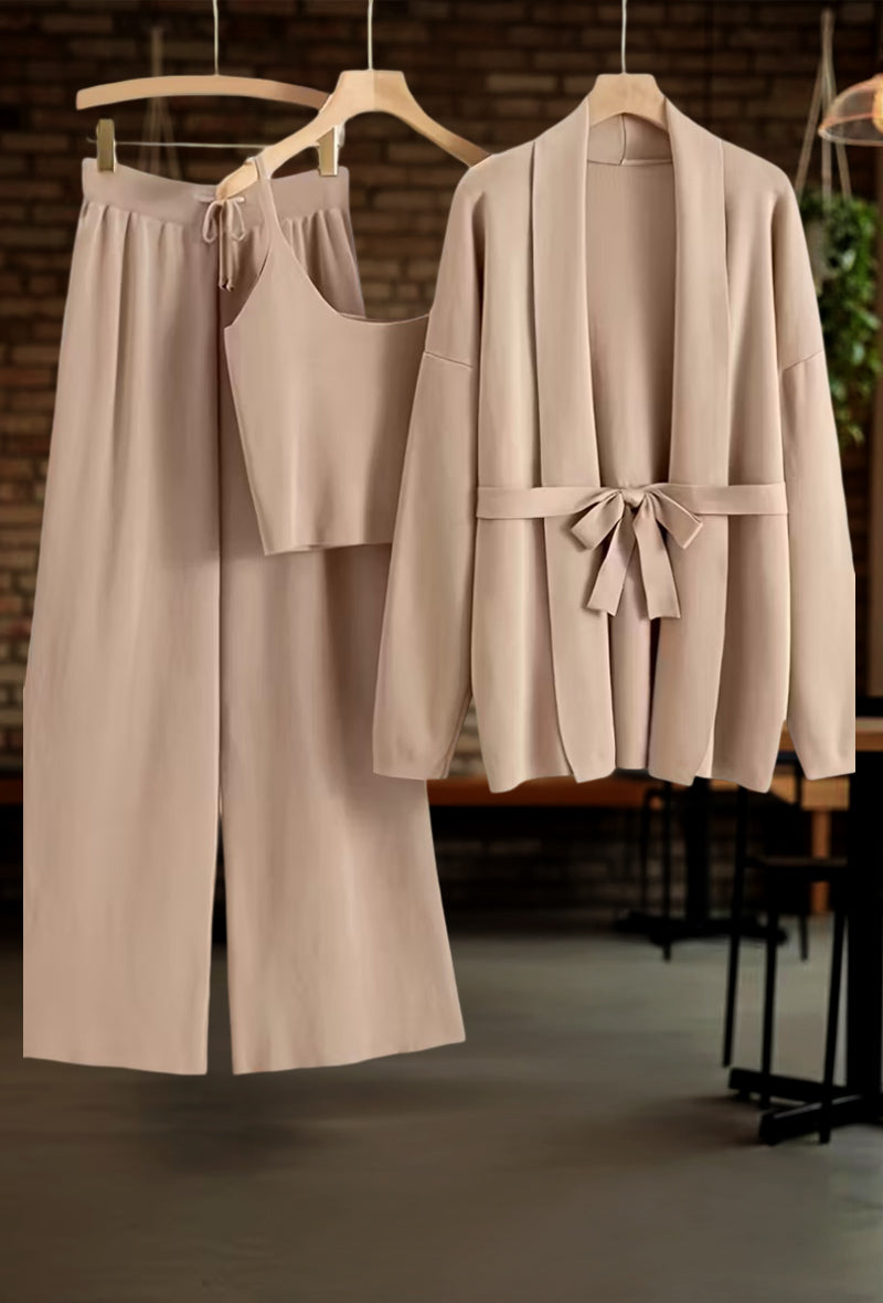 Soft Luxe Tie-Up Three-Piece Outfit for Women Fancy Co-ord Set