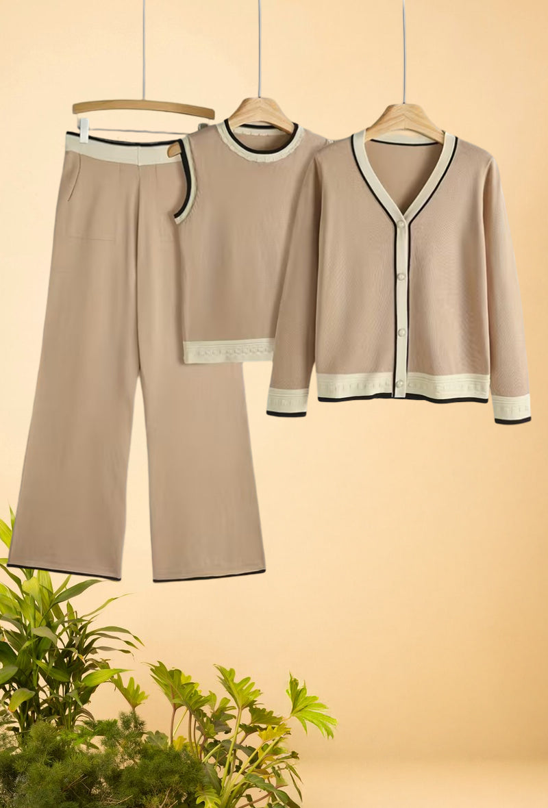 Vanilla Three-Piece Outfit for Women Fancy Co-ord Set