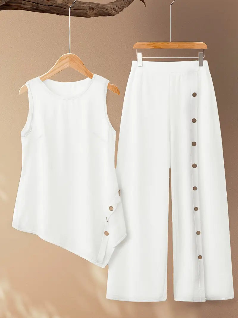 White Two-Piece Co-ord Set for Women
