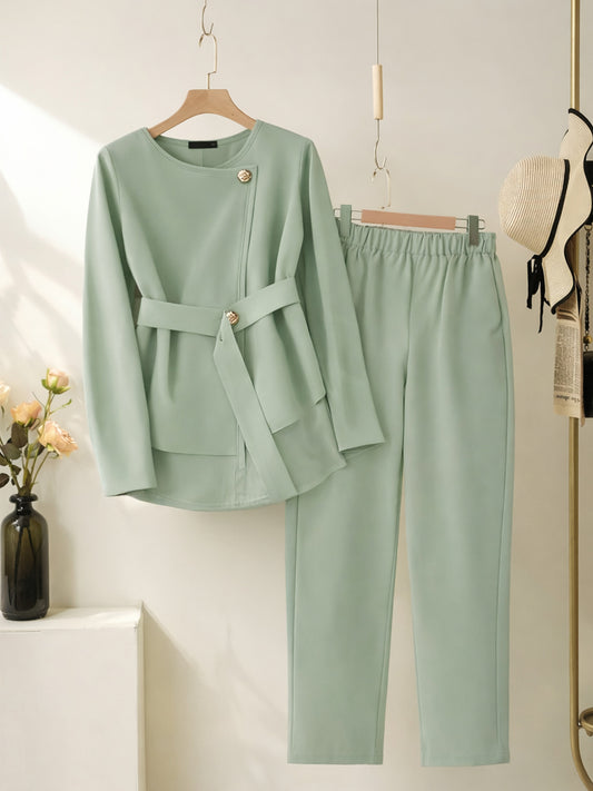 Pastel green Two-Piece Co-ord Set for Women